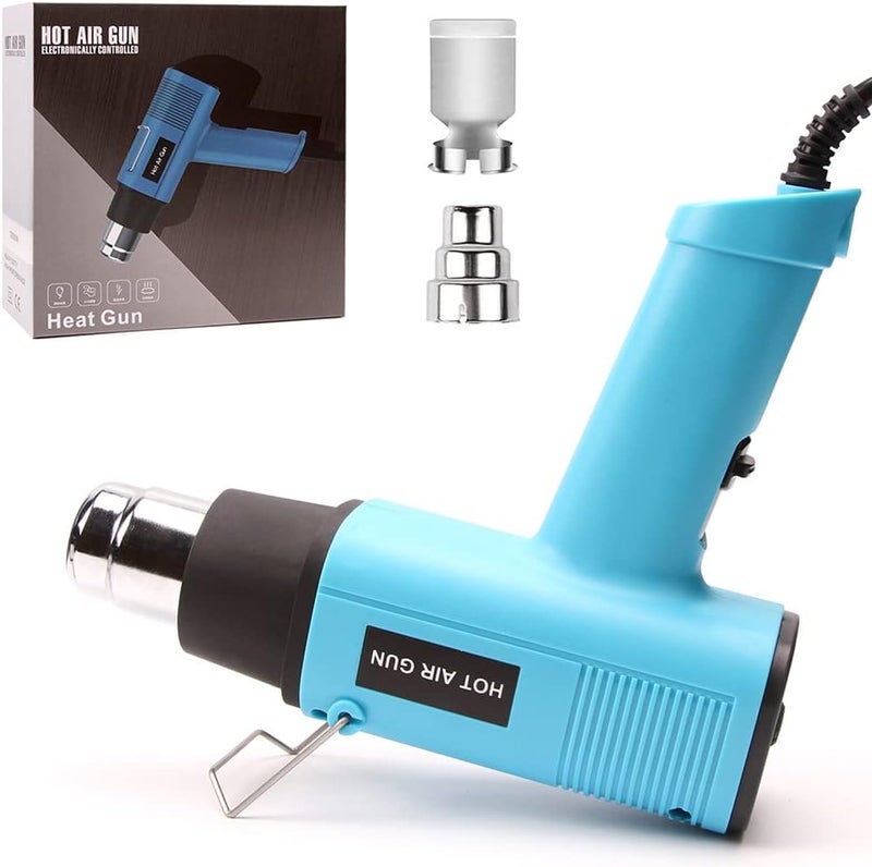 LDK Heat Gun 1200W 140℉~932℉ (60℃-500℃) Heavy Duty Hot Air Gun Kit Variable Temperature Control with 2 Temperature Settings 2 Nozzles for Crafts, Shrink Wrapping, Candle Making, Epoxy Resin - Image 2
